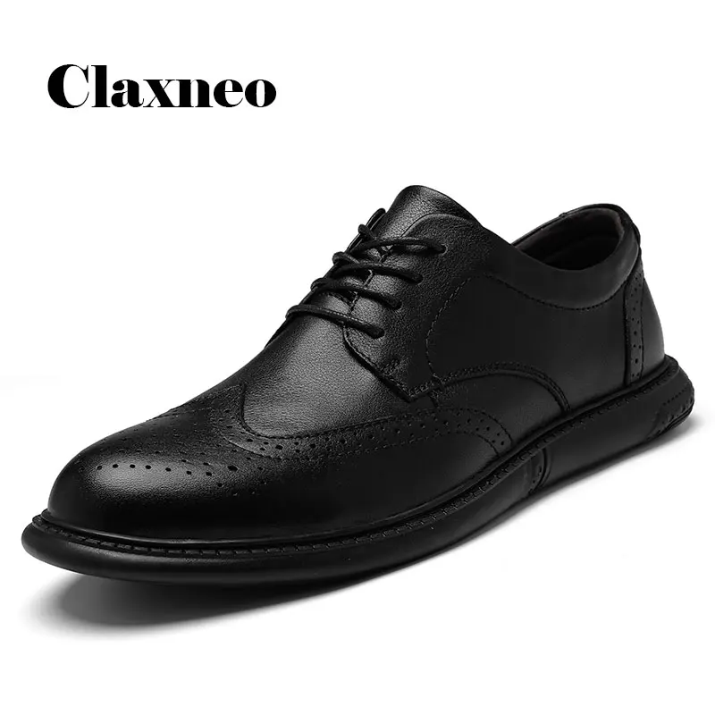 Men's Brogue Shoes Genuine Leather 2021 Spring Autumn Fashion Black Dress Shoe Casual Leisure Male British Footwear Soft | Обувь