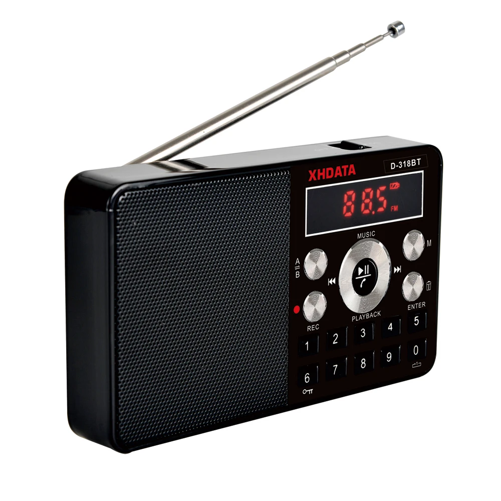 Player com Rádio Estéreo e Tela Suportar a Gravação Função de Alto-falante com Cartão Xhdata Mini Pode Repetir tf D-318bt Mp3 fm - Image 3