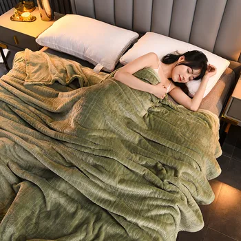 

Super Warm Weighted Blanke Double layer flannel Throw blanket Bedspread for Sofa Bed cover soft blanket