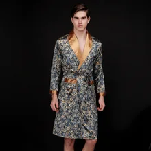 Sleep Lounge Imitated Silk Robe for Men Bathrobe Men's Pajamas Dressing Gowns Kimono Lounge Sleepwear Bath Gown
