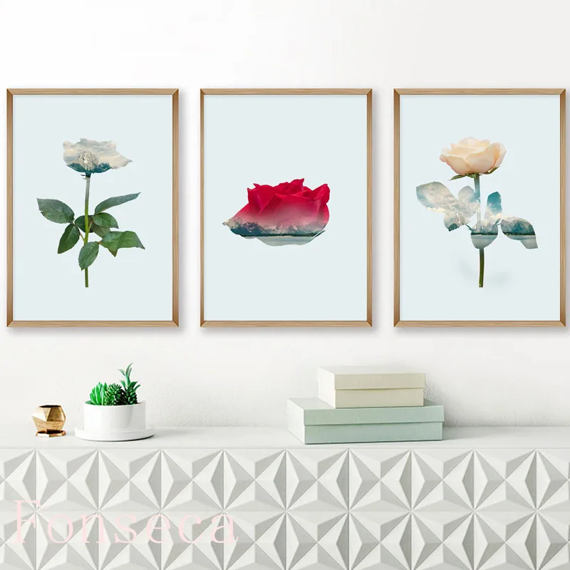 

Fashion Nordic Style Wall Art Canvas Poster Minimalist Fresh Flower Painting Wall Picture for Living Room Home Decor