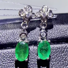 Натуральный настоящий Изумруд или диопсид Висячие серьги 0.55ct* 2шт драгоценный камень 925 серебро роскошный стиль# S99262