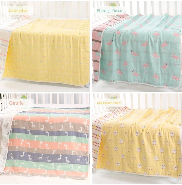 Baby-Baumwoll-Musselin-Decke 6L 110x110cm Weiche Neugeborenen-Pucktuch Badetuch Kleinkind-Kinderwagen-Abdeckung Atmungsaktiver Waschlappen – Detail 4