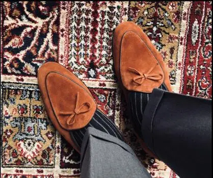 SHOOEGLE/мужские замшевые мокасины в бельгийском стиле; мужские мокасины; тапочки с бантом; модельные туфли; свадебные туфли из натуральной кожи; повседневная мужская обувь - Цвет: 3