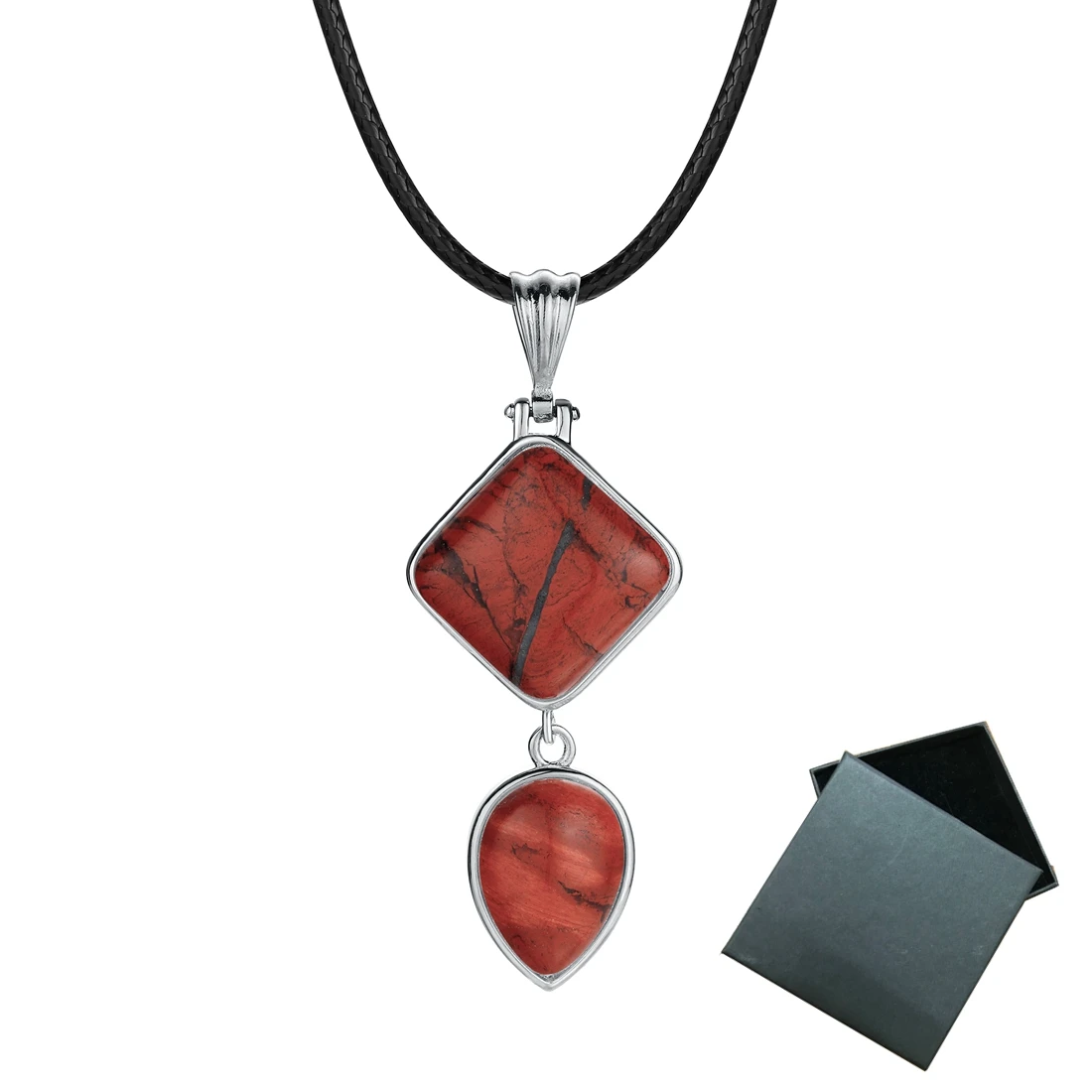 Red Jasper ASHMITA, натуральное геометрическое ожерелье с подвеской в виде водопровода, цепочка на свитер для женщин, ювелирное изделие в подарочной коробке - Окраска металла: Red Jasper