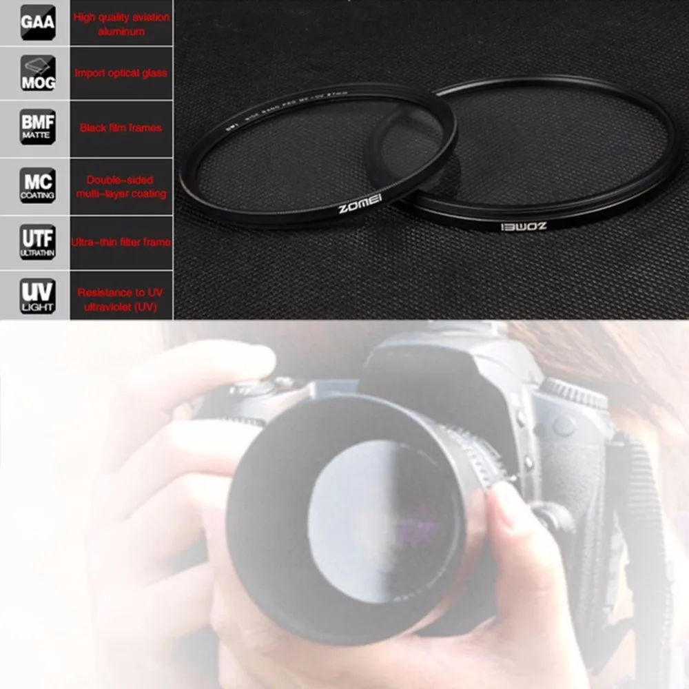 Zomei MCUV Filter Multi-coated Glass 40.5/49/52/55/58/62/67/72/77/82mm For Canon For Nikon For Sony Professional Ultra-thin