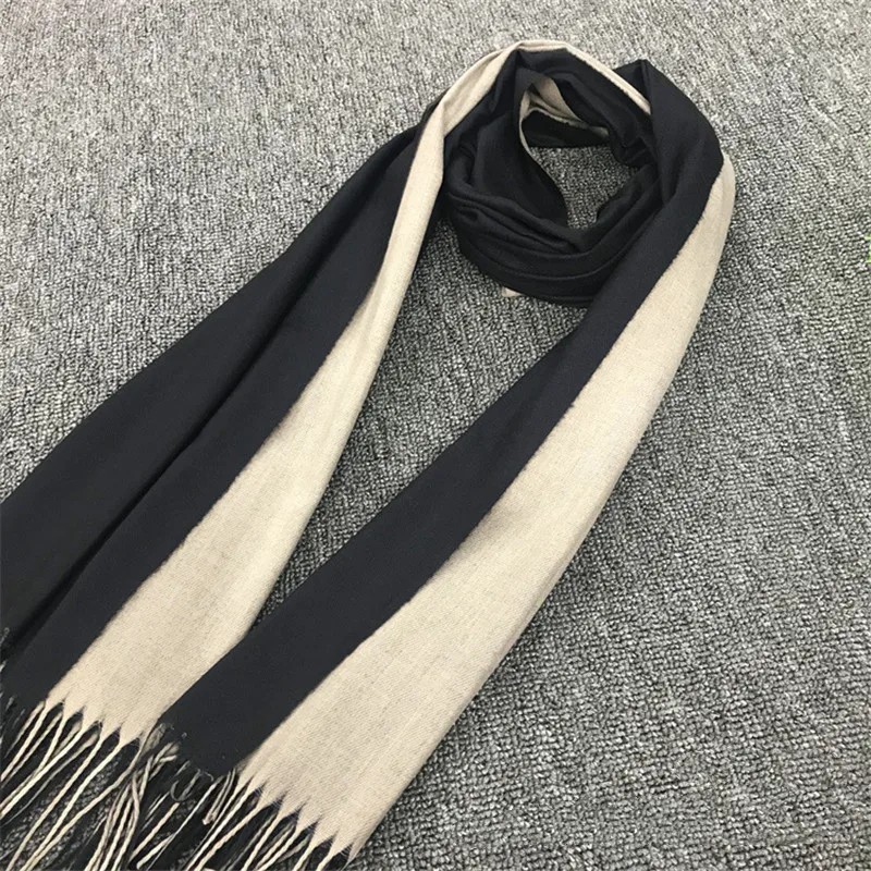 Women Solid Reversible Scarf with Tassel Girls Pink Grey Khaki Black  Scarves Soft Capes Shawl Wrap Warm Winter Long Scarf AL245S