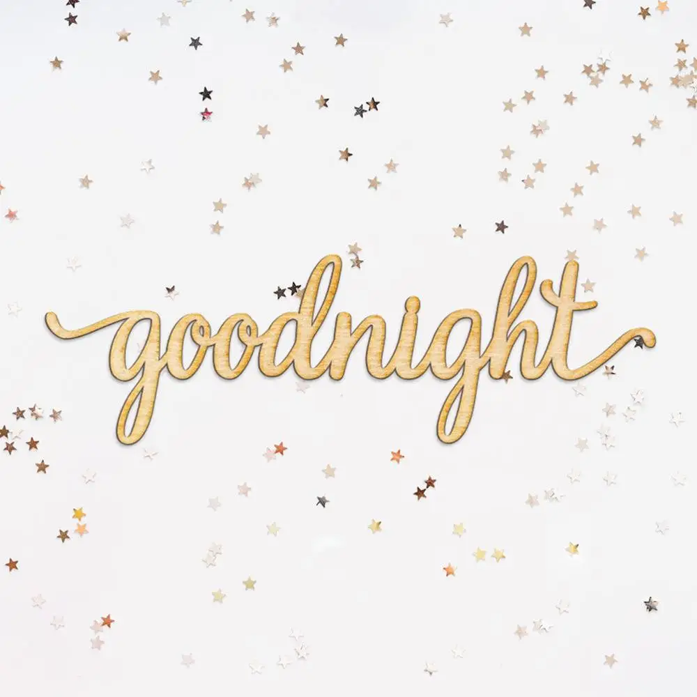 Деревянный Goodnight Script слово деревянный знак-деревянный знак Искусство лазерная