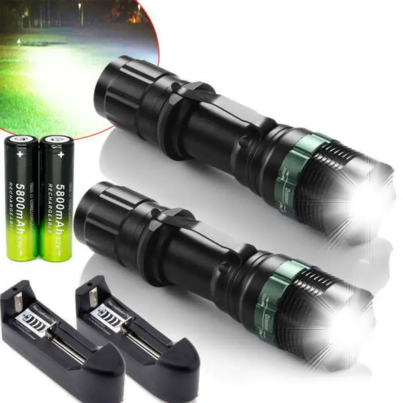 5 Pcs Tactical 90000Lumens T6 LED Zoomable 18650 Flashlight Torch Lamp Aluminum
