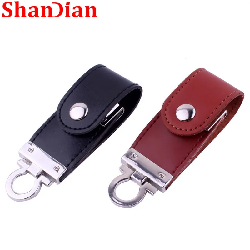 SHANDIAN коричневые кожаные флеш диск USB 2 0 4GB/8GB/16GB/32GB/64GB 128GB брелок накопителей и