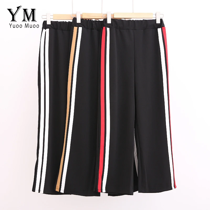 

YuooMuoo Women Bottoms Casual Black Running Exercise Pants Autumn Winter Female Striped Trousers Ankle Length Long Jogger Pants