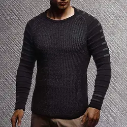 SFIT 2019 новый мужской облегающий Повседневный свитер индивидуальный модный тканый пуловер с отстрочкой толстый свитер мужской уличная