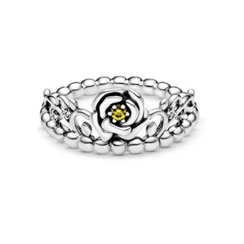 

2020 Summer NEW 925 Sterling Silver Rings Rose yellow zircon string ring Fit Original Pandora Jewelry Lady Gift