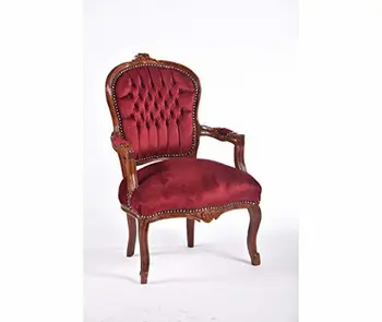 

MAXIOCCASIONI Poltrona Barocco Legno Noce e Velluto Rosso