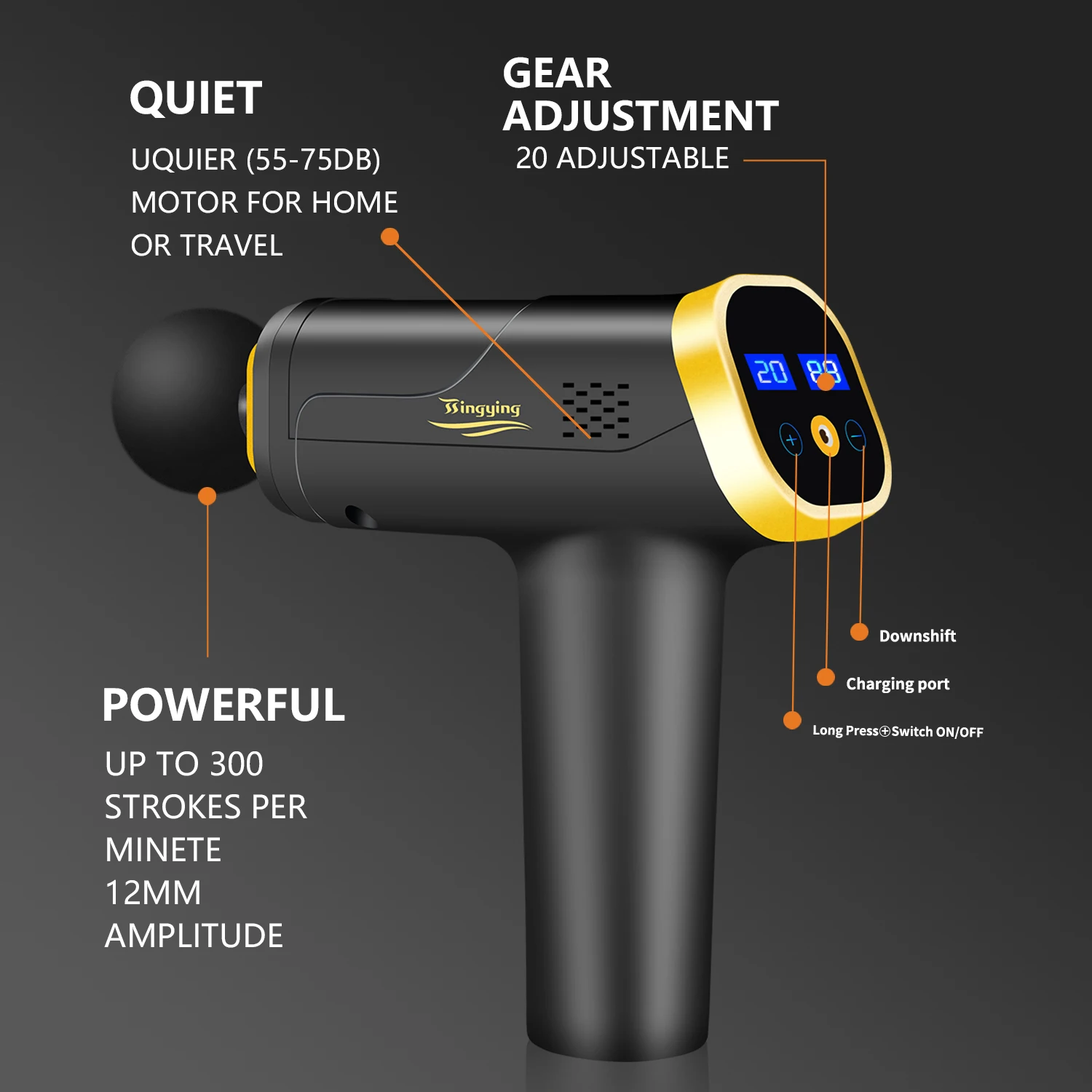 POWCAN Massage Gun massager gun Neck Massager Vibration Fitness Equipment Noise Reduction Design Electric Massager Relax Muscle
