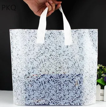 

100pcs White Lace Plastic Bags With Handles Gift Jewellery Pouches Wedding Pocket Shopping Packaging Bag