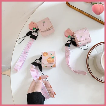 

Soft Red Leather Case Earphones Cartoon Key Chain For Apple Airpods Bluetooth Wireless Earphone Protective Box