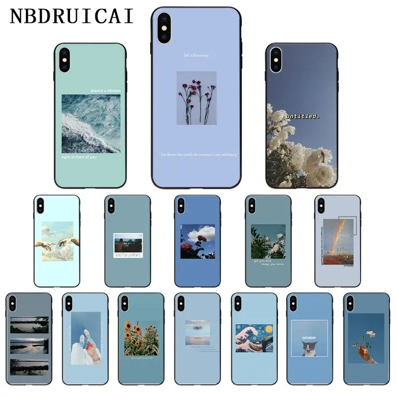 NBDRUICAI синий розовый песня слова эстетика Черный силиконовый чехол для телефона