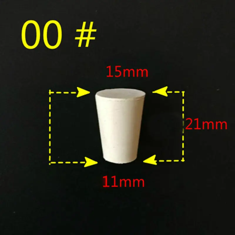 Laboratory Rubber Plug Bungs Flask Tapered Tube Solid 000#-20# Alkali-resisting Lab Push-In Sealing Plug