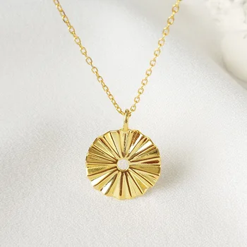 

Round Irregular Gold Vintage Couple Long Sun Pendants Necklaces 925 Sterling Silver Colar Feminino Bizuteria Damska Jewellery