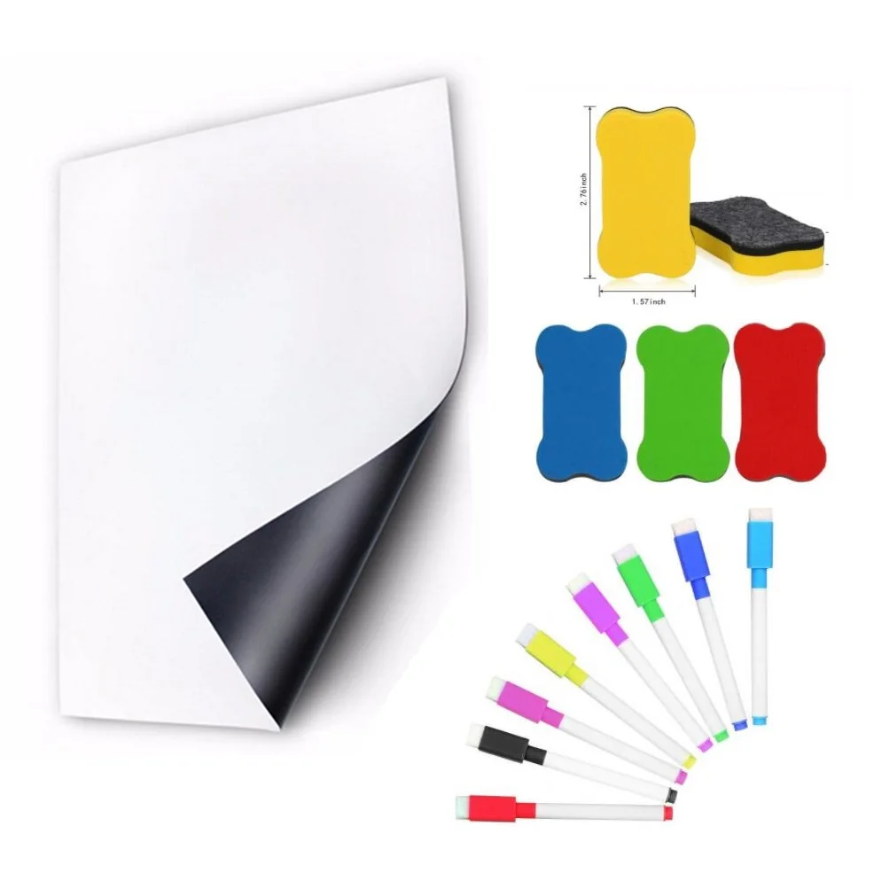 A5 Size Dry Wipe Magnetic Whiteboard Fridge Magnet Refrigerator Sticker Reminder Notepad White Board Marker Pen Soft Smartboard a3 size soft erasable magnetic whiteboard for fridge magnet marker pen home kitchen magnet writing message board white boards