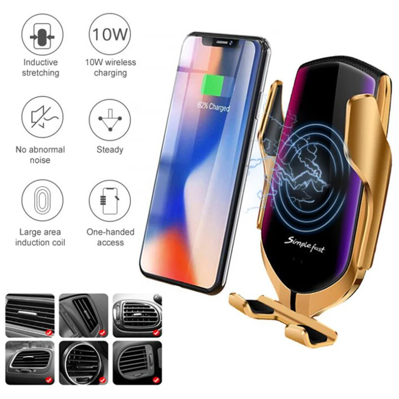 Авто зажимной кронштейн 10 Вт 9 В Qi Беспроводная зарядка для samsung iPhone huawei телефон Беспроводная Быстрая зарядка подставка держатель Автомобильный кронштейн