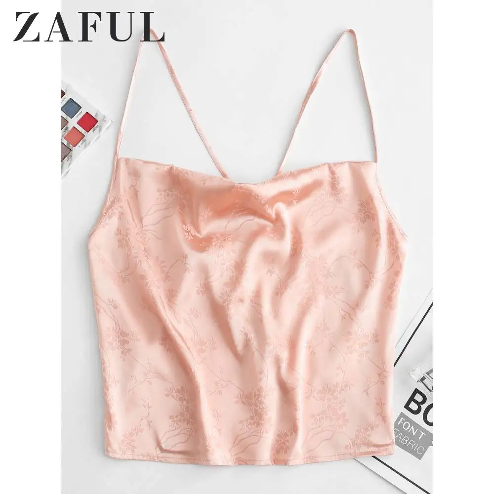 ZAFUL женский камзол укороченный Топ короткий Cami майка женские сексуальные короткие топы цветочный жаккардовый кроп камзол