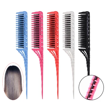 

5 Colors 3-Row Teeth Teasing Comb Detangling Brush Tail Comb Adding Volume Back Coming Hairdressing Combs Hairbrush