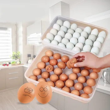 

1 Pc Egg Tray Transparent Plastic Large Capacity Egg Box Egg Crisper Egg Holder for Refrigerator