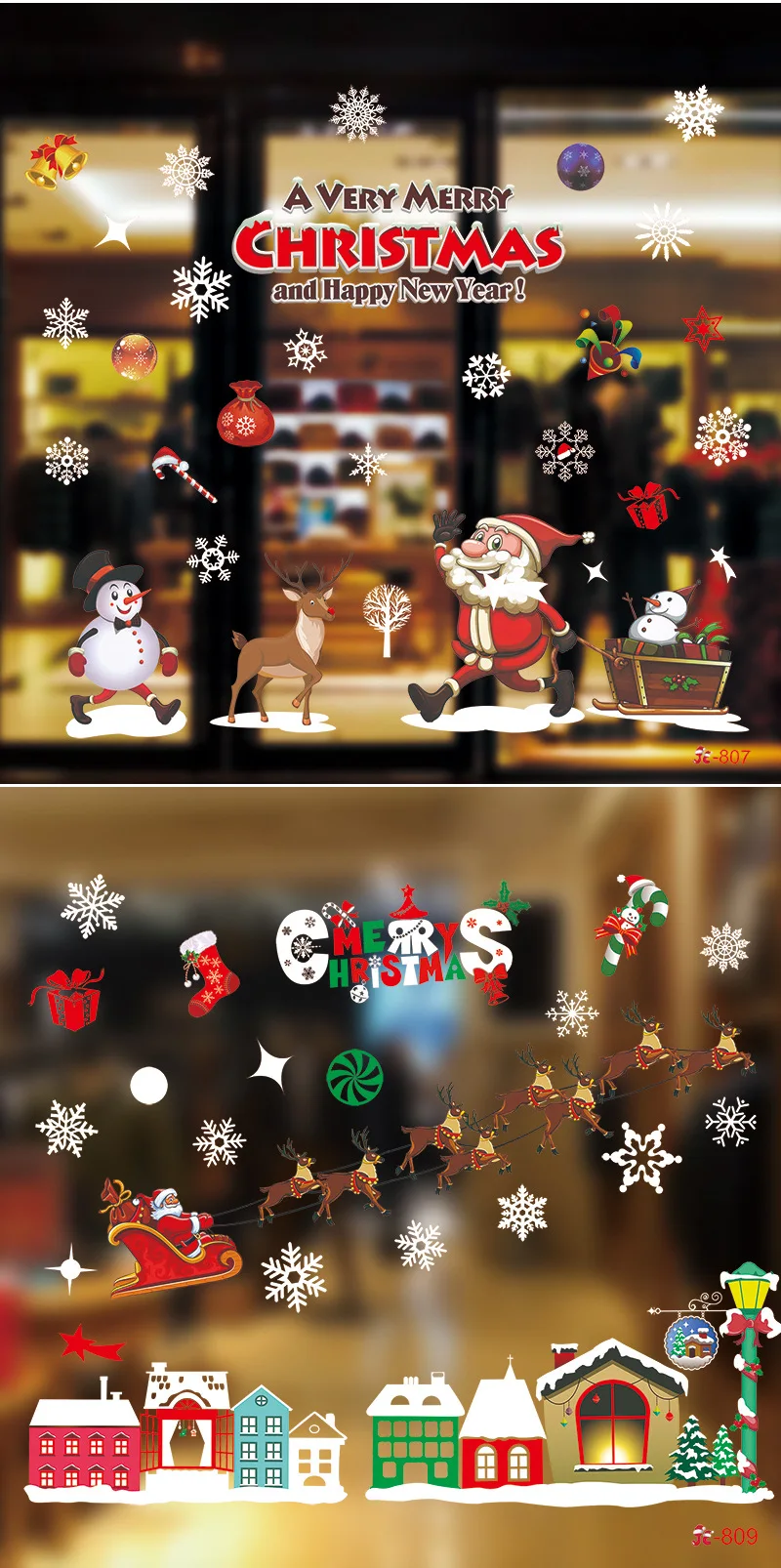DIY рождественские украшения Электростатическая наклейка оконная гирлянда оконная наклейка настенный Декор Санта Клаус счастливый год