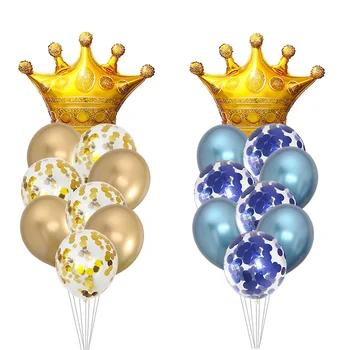 

Big Gold Crown Aluminum Foil Balloon Gold Metal Confetti Latex Balloons Birthday Party Decorations Kids Prince Princess Balony