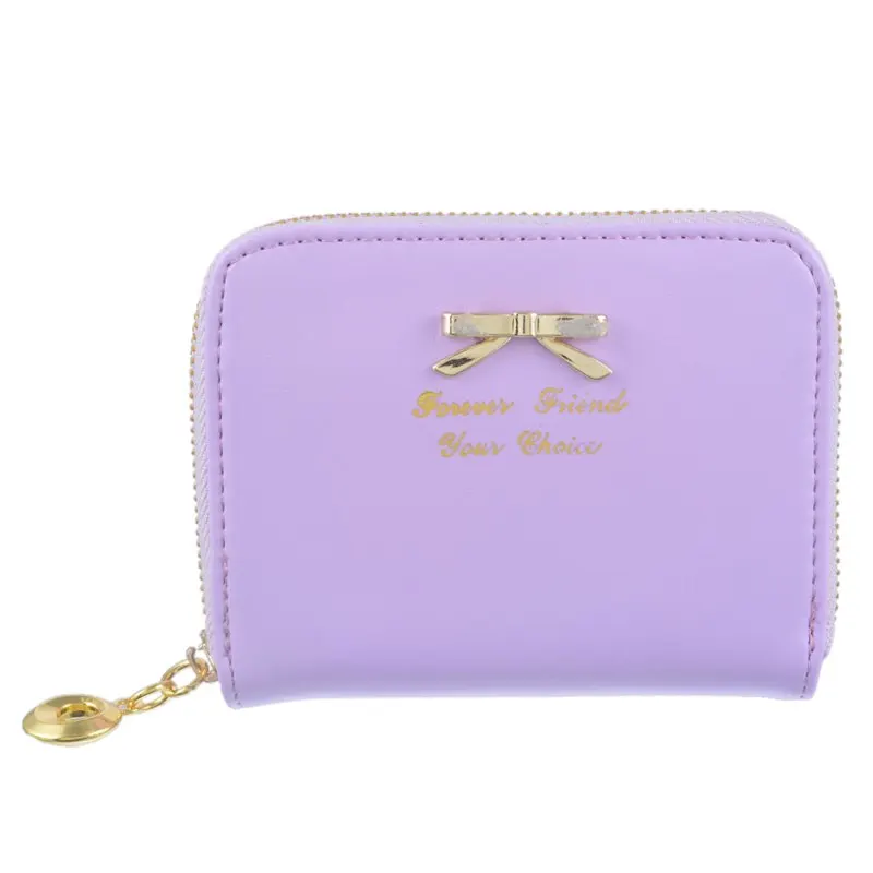 WENYUJH кошелек бумажник с бантиком женские милые короткие держатели для кошельков женская сумка для денег Kawaii сумка для леди портативный маленький бант для девочек - Цвет: purple
