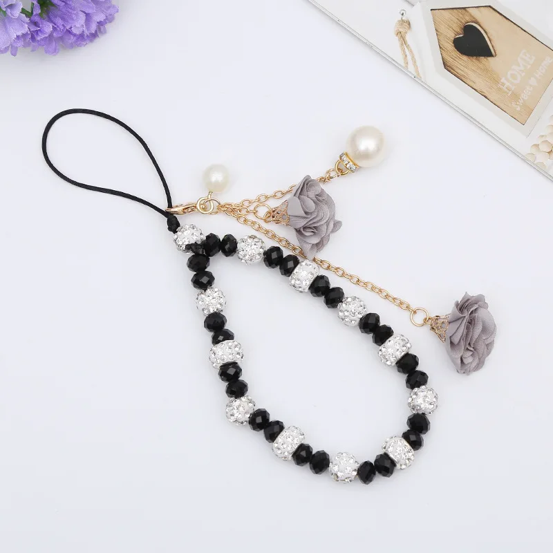 Shellnail Mobile Phone Lanyard Short Hand Strap for Key USB Diamond Bracelet Phone Case Flower Pendant DIY Tassel Phone Straps
