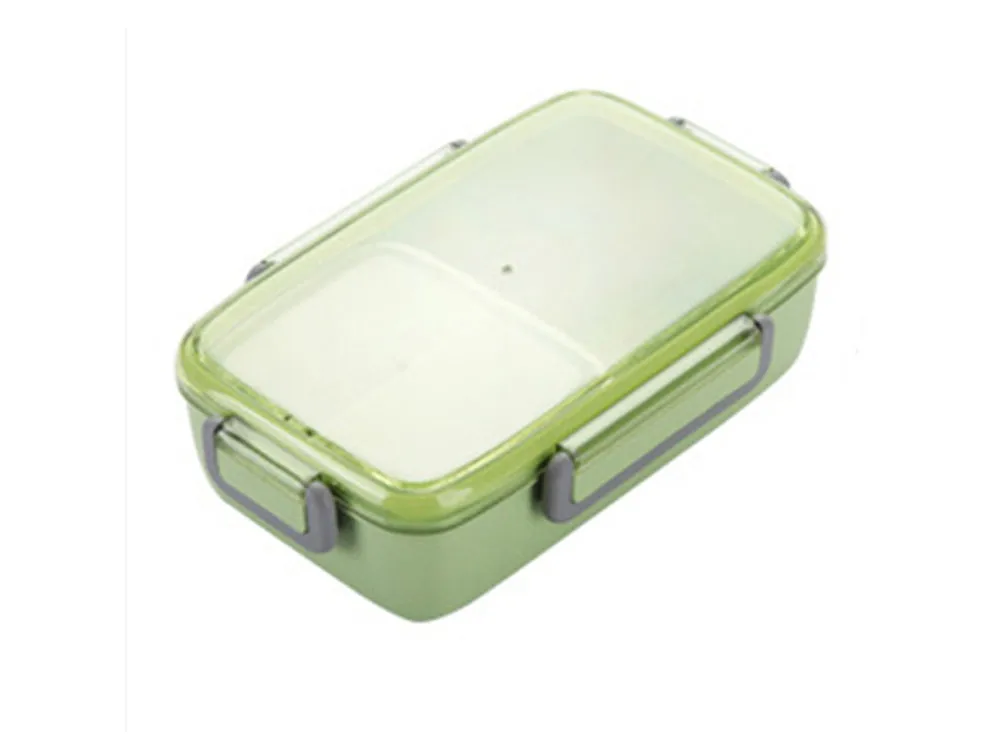 Портативный Ланч-бокс с защитой от протечек, независимая решетка, Bento, суши, фрукты, контейнер, коробки для детей, Bento box, контейнер для еды - Color: Green