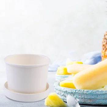 

25 Sets of Ice Cream Box Kraft Ice Cream Box Simple Durable Ice Cream Storage Box (Bowl and Cap)