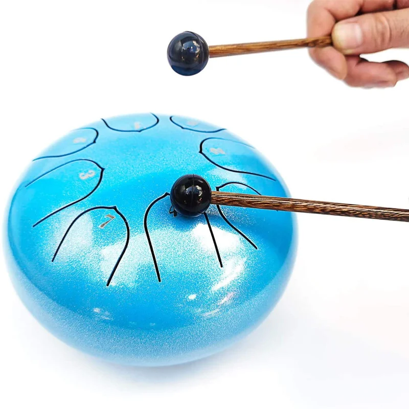 

Professional Drum Alloy 6 Inches Steel Tongue Drum 8 Tones ethereal drum with 1Pair Mallets + Storage Drum Bag Note Sticks