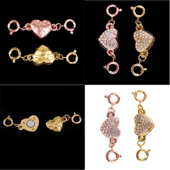 

10pcs Linked Heart Design Jewelry Magnet Converter Clasp Bracelets Necklace Cord End Connector Sewing Ornaments