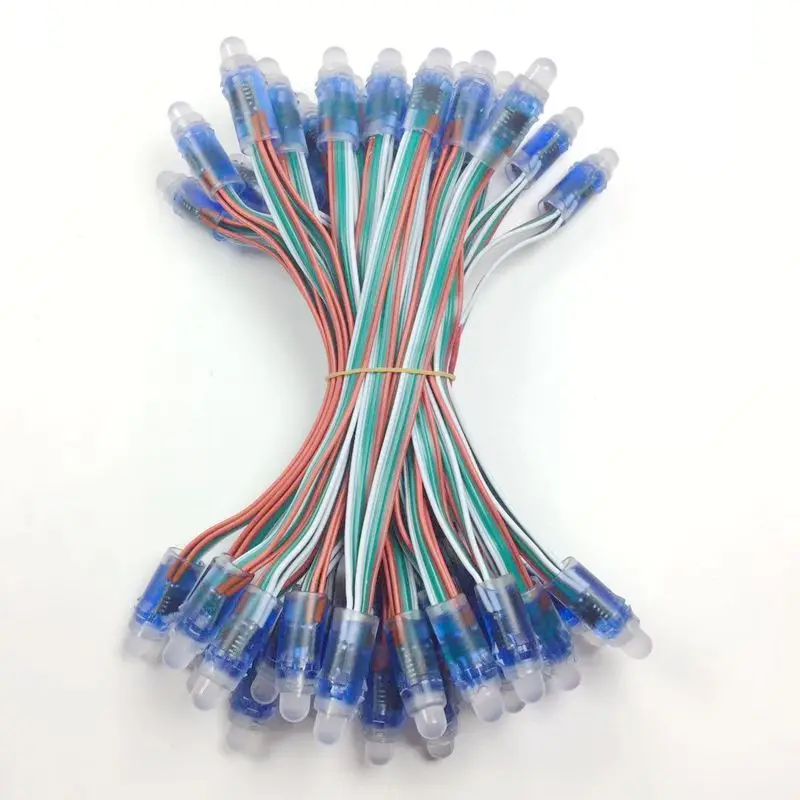 

1000pcs 15cm wire DC5V WS2811 Full Color LED Pixel Light Module 12mm 15cm wires IP68 waterproof RGB Digital led strings