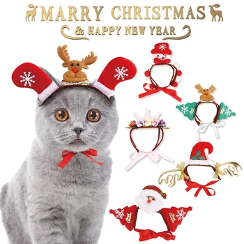 

Cute Pet Christmas Decoration for Cat Dog Headwear Headdress Prop Cosplay Santa Snowman Crown Small Cat Dog Costume Accessories