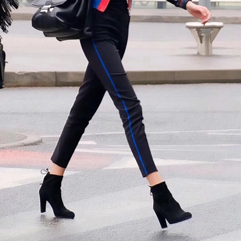 

Fashion Flock High Heeled Ankle Boots Fringed Short Martin Boots Round Toe Slip On Sexy Winter Autumn Boots Fashion Sock Boots