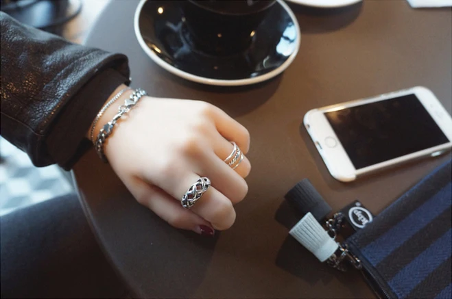 Retro Style 925 Sterling Silver three layers Open Rings For Women Vintage Jewelry Accessories Free Shipping