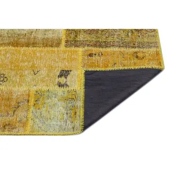 

Handmade Yellow Vintage Overdyed Patchwork Area Rug 080x150 Cm-2'7''X4'11''