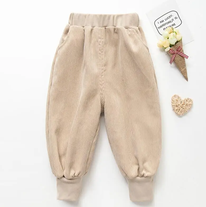 Зимние штаны для мальчиков; теплые Детские утепленные штаны; Детские повседневные однотонные вельветовые брюки для маленьких мальчиков; леггинсы - Цвет: 2