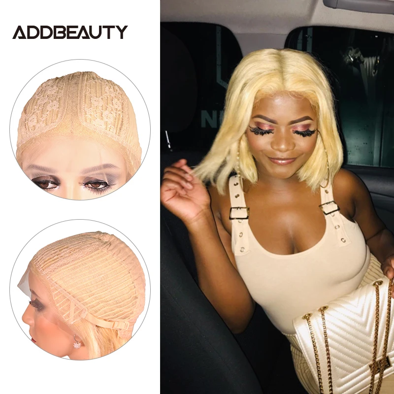Addbeauty бразильские прямые короткие парики для Боба L Part кружевные передние
