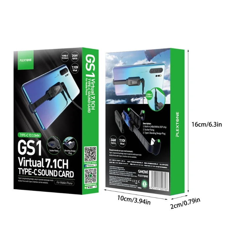 GS1 Game Sound Card Type C Mobile Phone Turn 3 5mm Headphone Jack 7 1 Virtual CH