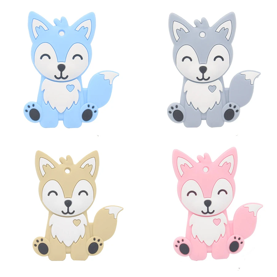 

Food Grade Silicone Smile Fox Baby Teether BPA Free Cute Animal Infant DIY Ring Nursing Teether Toddle Silicone Chewable Toy New