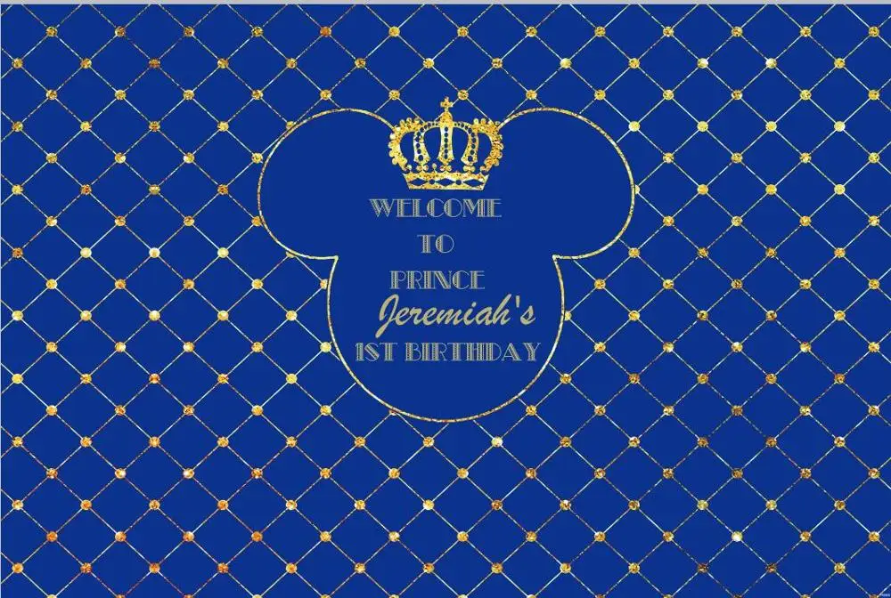 7X5 футов Виниловый фон для фотостудии на заказ с изображением принца, дня рождения, Королевского синего цвета, Минни, Микки Мауса, 220 см X 150 см