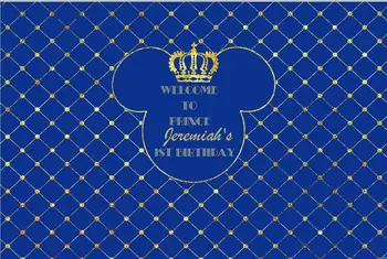 

7x5FT Welcome Prince Birthday Party Royal Blue Minnie Mickey Mouse Custom Photo Studio Backdrop Background Vinyl 220cm X 150cm