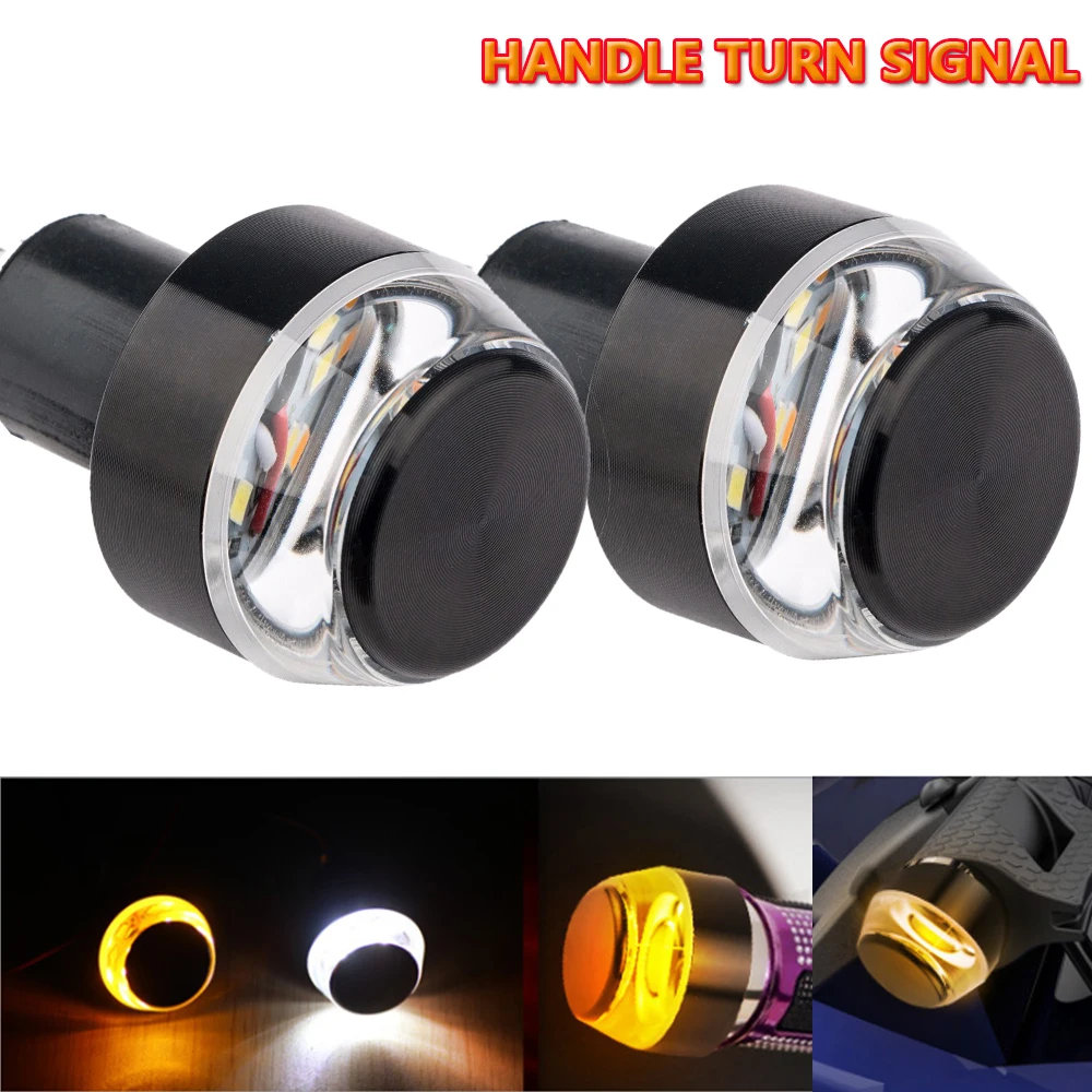 

1Pcs/2Pcs 12V LED Motorcycle Handlebar Tail Turn Signal Light Yellow Universal DRL Indicator Flasher Handle Lamp