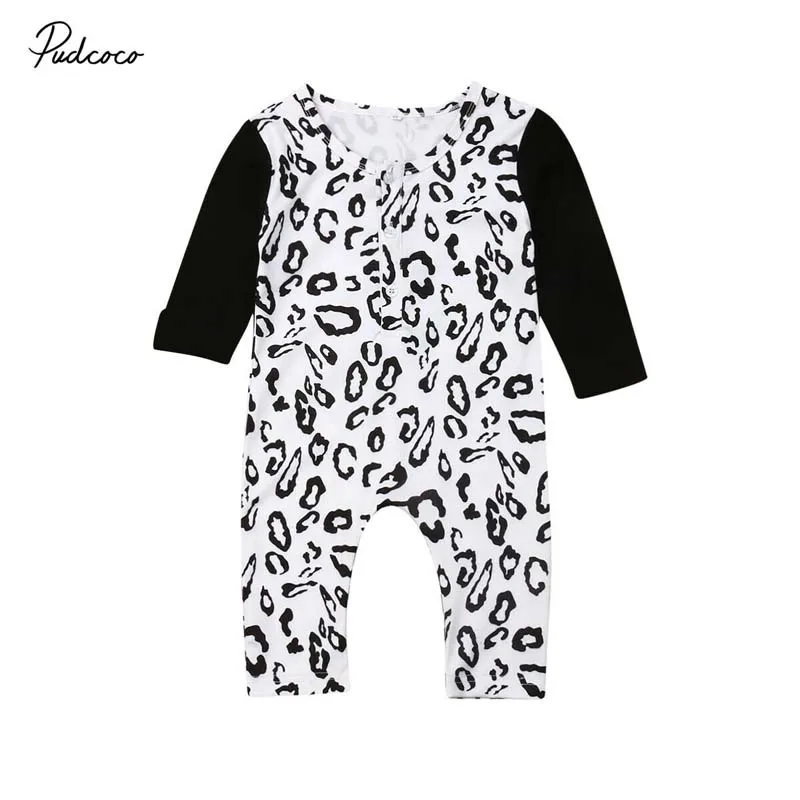 

2019 Baby Spring Autumn Clothing Newborn Baby Boy Girl Clothes Leopard Patchwork Romper Jumpsuit Long Sleeve Outfits Playsuits
